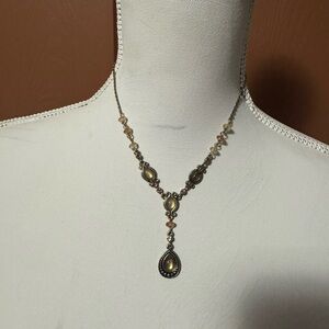 Vintage Avon Gold Chain & Amber Teardrop Necklace